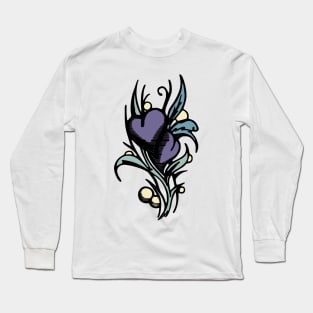 Purple Heart Flower Vintage Long Sleeve T-Shirt